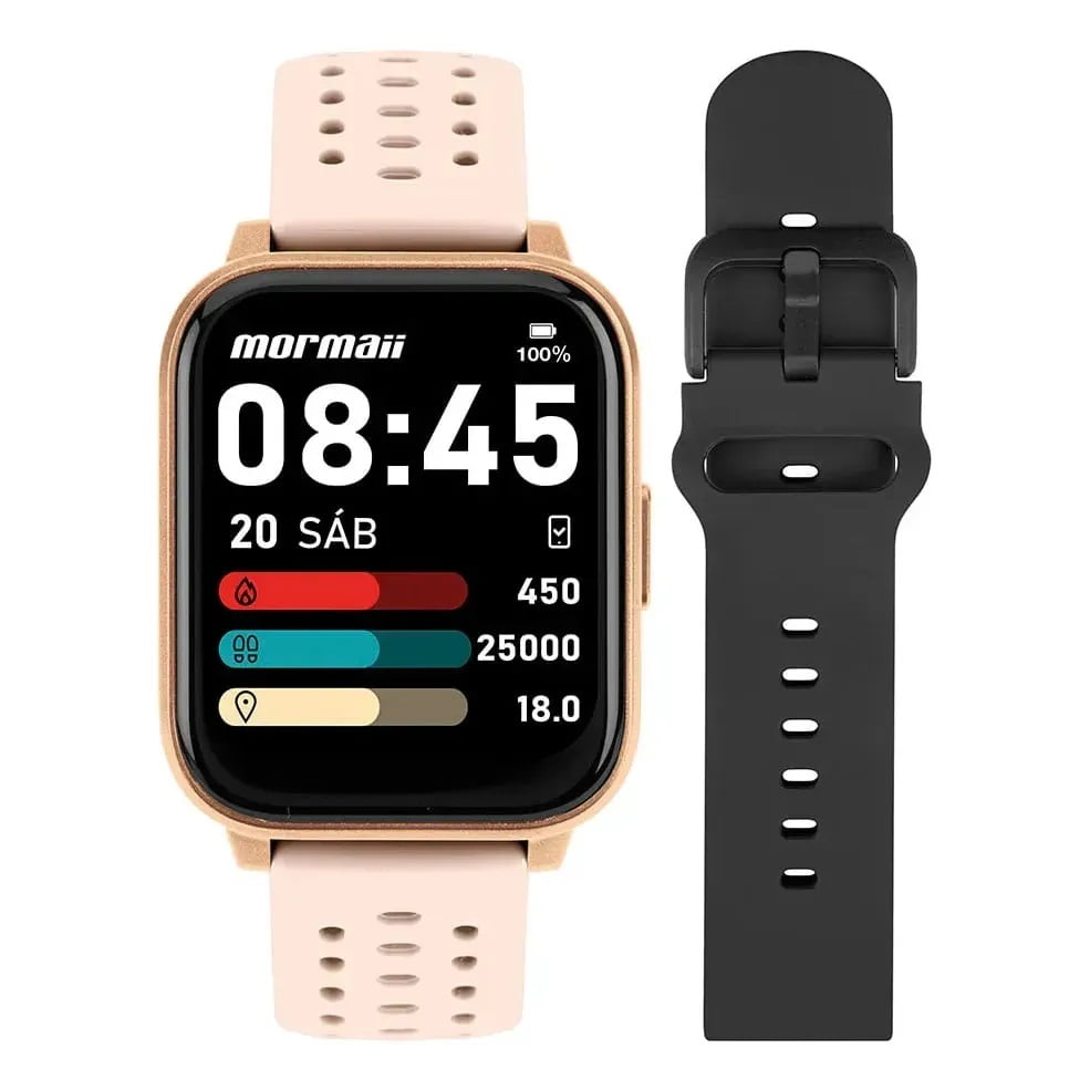 Relógio SmartWatch Mormaii Life Plus Feminino Rosa Esportivo A prova d'água MOLIFE2AD/8J