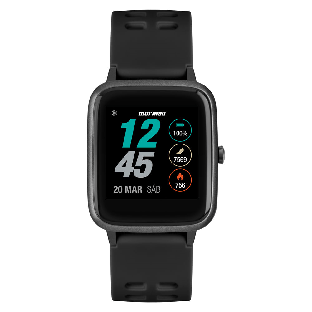 Relógio SmartWatch Mormaii Life Preto Esportivo digital a prova d'água MOLIFEAB/8P