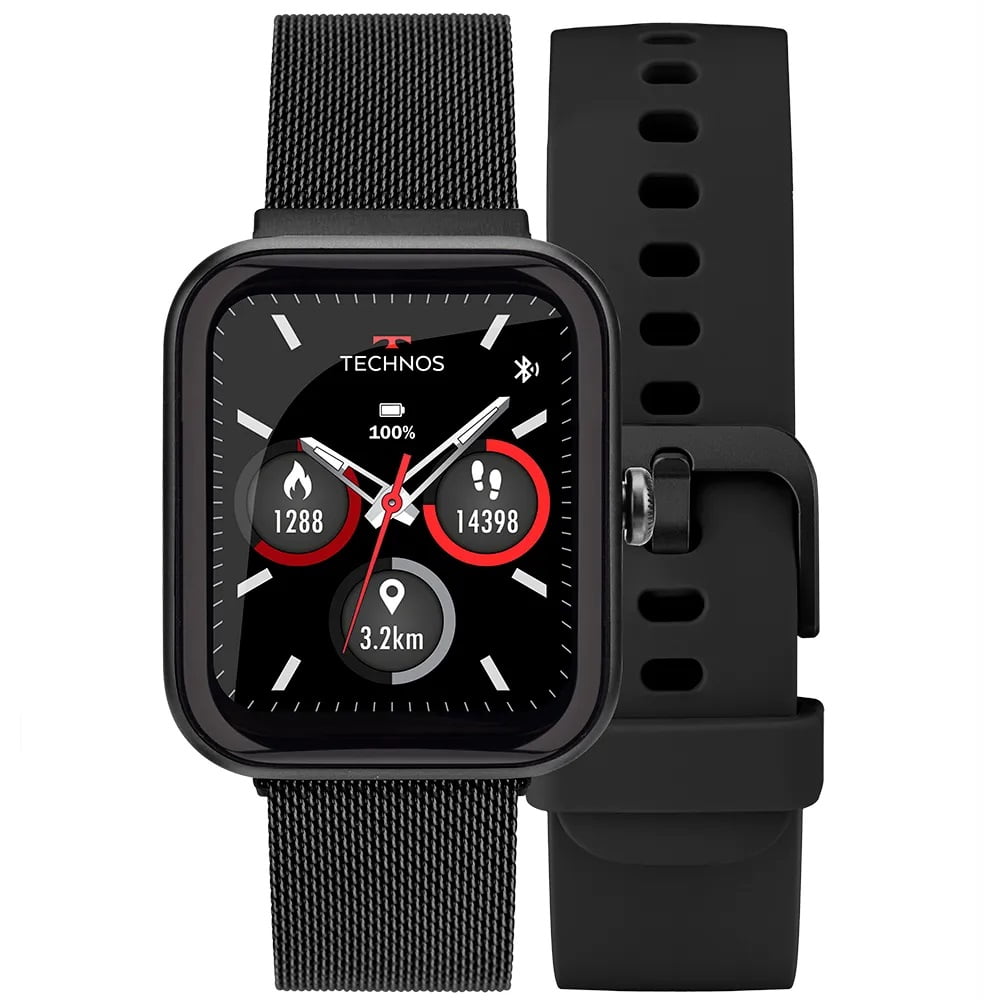 Relógio Smartwatch Technos Connect MAX Preto Troca Pulseira Inteligente Prova D'água TMAXAS/8P