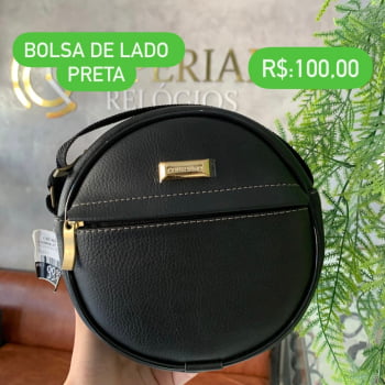 Bolsa de lado feminina Couro Fino média redonda com alça 4137