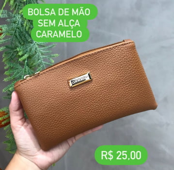 Bolsa de Mão Feminina Média sem Alça Couro Fino