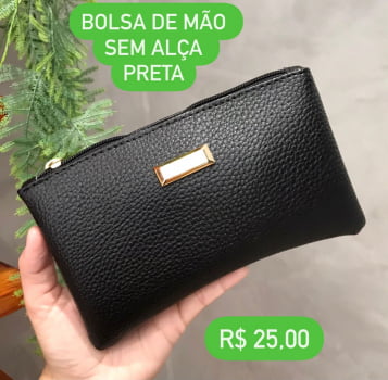 Bolsa de Mão Feminina Média sem Alça Couro Fino