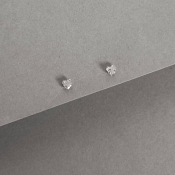 Brinco Prata 925 Feminino Zircônia Coração 3mm BR1908