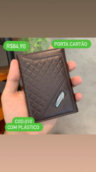 Porta Cartão Maculino Couro Fino Marrom Grande Aberto 010