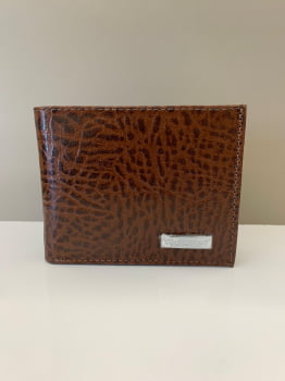 Carteira Couro Fino Castor Estampado Masculina Tradicional Grande com Plástico e Porta Moedas 858