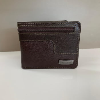 Carteira Couro Fino Masculina Cacau Grande Tradicional possui Plástico e Porta Moedas 176 Carteira Couro Fino Masculina Cacau Grande Tradicional possui Plástico e Porta Moedas 176