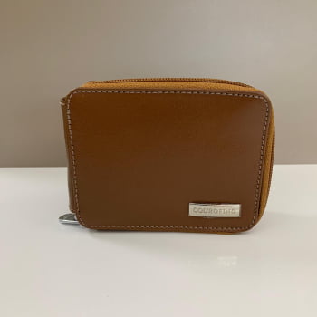 Carteira Couro Fino Masculina com Zíper Castor Pequena possui Plástico e Porta Moedas 421 Carteira Couro Fino Masculina com Zíper Castor Pequena possui Plástico e Porta Moedas 421