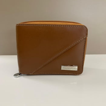 Carteira Couro Fino Masculina com Zíper Castor Possui Plástico e Porta Moedas 060 Carteira Couro Fino Masculina com Zíper Castor Possui Plástico e Porta Moedas 060