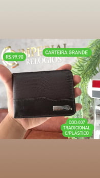 Carteira Masculina couro fino aberta grande cacau - 007