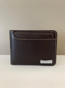 Carteira Masculina Couro Fino Cacau Tradicional Grande Com Porta Cartão Removível Possui Porta Moedas e Plástico 668