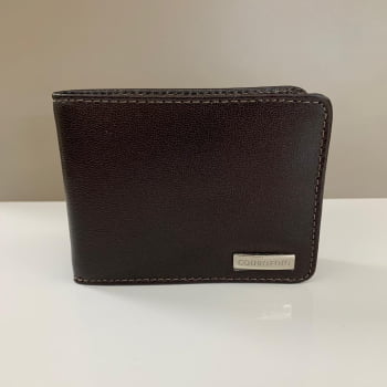 Carteira Couro Fino Masculina Aberta Tradicional Cacau Grande com Plástico 601