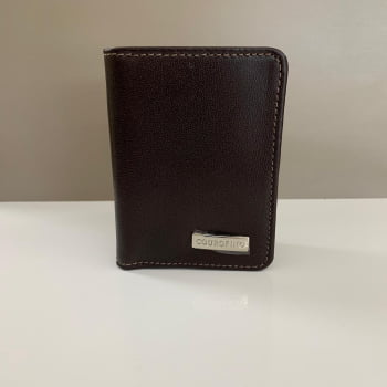 Porta Cartão Couro Fino Masculino Liso Pequeno Cacau Sem Plástico 038 Porta Cartão Couro Fino Masculino Liso Pequeno Cacau Sem Plástico 038