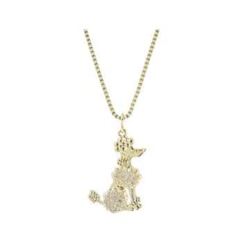 Colar Feminino em Prata Revestida com Ouro 18K Veneziana com Poodle 22x15mm 45cm 3920745