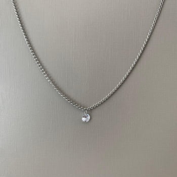 Colar Feminino Prateado Aço 316L Groumet Ponto de Luz 5mm 50cm 420345