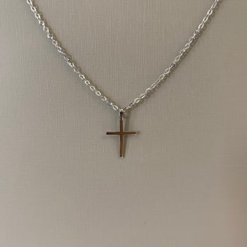 Colar Masculino Prateado em Aço 316l com Pingente de Cruz Cartier Elos Ovais 60cm 1.85mm 2831760 Colar Masculino Prateado em Aço 316l com Pingente de Cruz Cartier Elos Ovais 60cm 1.85mm 2831760