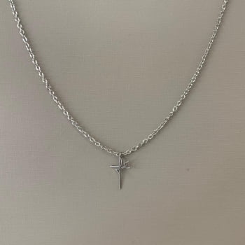 Colar Masculino Prateado em Aço 316l com Pingente Fé Cartier Elos Ovais 60cm 1.85mm 2831760