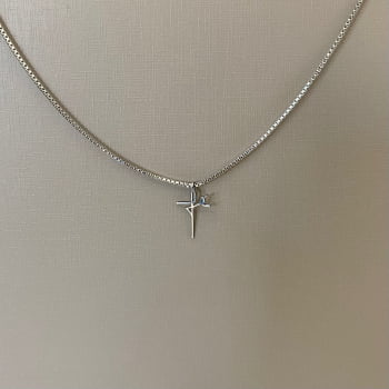 Colar Masculino Prateado em Aço 316l com Pingente Fé Vicenza 60 cm 1.10mm 2880060 Colar Masculino Prateado em Aço 316l com Pingente Fé Vicenza 60 cm 1.10mm 2880060