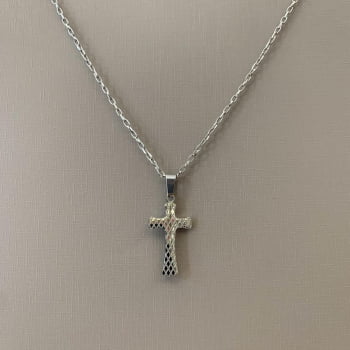 Colar Masculino Prateado em Aço 316L Pingente de Cruz Irlandesa Corrente em Elos Ovais 1.70mm 60cm 2757060 Colar Masculino Prateado em Aço 316L Pingente de Cruz Irlandesa Corrente em Elos Ovais 1.70mm 60cm 2757060