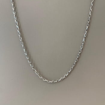 Corrente em Aço 316L Masculina Prateada Cartier Elos Triangulares 3.40mm 60cm 2832360
