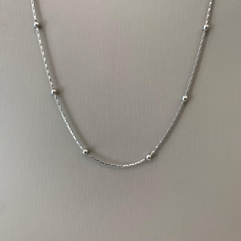 Colar Feminino Aço 316L Veneziana Bolinha 1.30mm 45cm 2839145