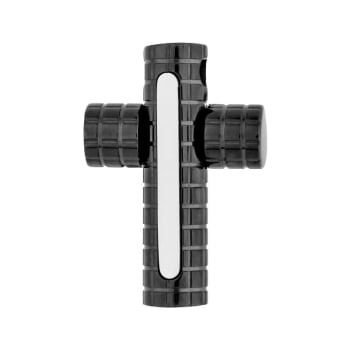 Pingente Aço Preto Cruz Tubo IPB 32x22mm 321731