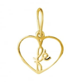 Pingente em Prata 925 Revestido coração vazado c/Fé centro 11x11 3910149