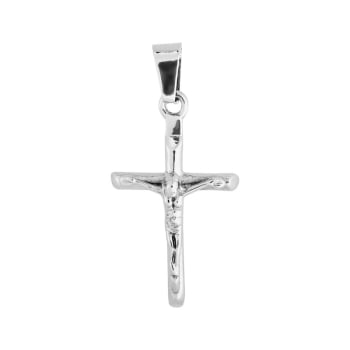 Pingente Prateado Aço 316L Crucifixo 37x22mm 321726