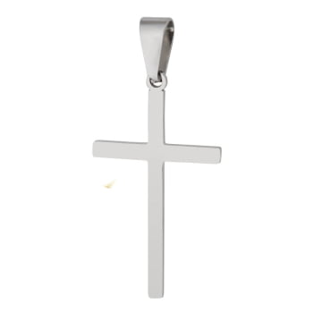 Pingente Prateado Aço 316L Cruz Calvário Polida 39x22,5mm 332528