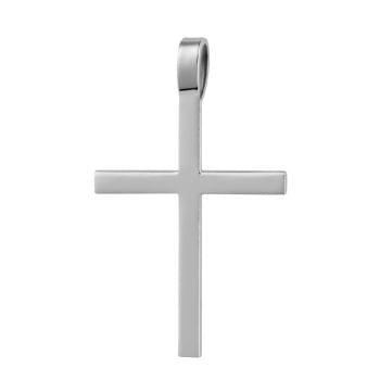 Pingente Prateado Aço 316L Cruz Cruz Lisa 21x15mm 321736