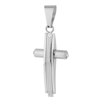 Pingente Prateado Aço 316L Cruz IPG Trabalhada  30x15mm 332325