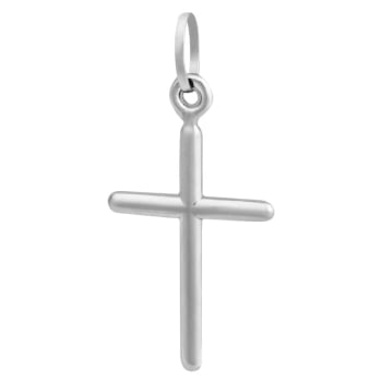 Pingente Prateado Aço 316L Cruz Palito Lisa 23x15mm 332334
