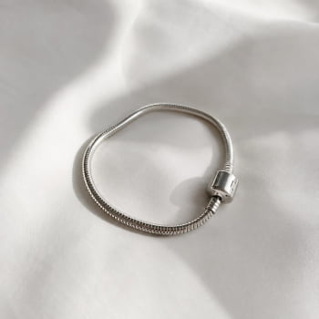 Pulseira Berloque Feminina em Aço 316L Prateada Steel Dreams Fecho Click 17cm 2922617