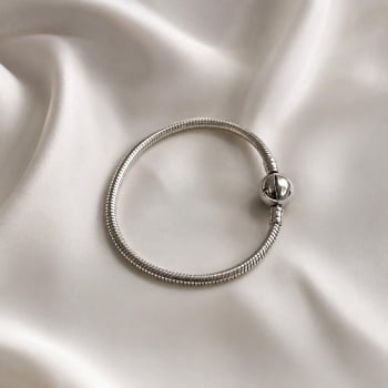 Pulseira Berloque Feminina em Aço 316L Prateada Steel Dreams Fecho Click Redondo 16cm 2922626
