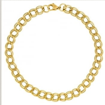 Pulseira Dourada Elos Duplo Fio Fino 19cm 2954719