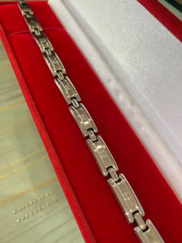 Pulseira Masculina Aço 316L Prateada Chapa Parafuso 7.4mm 21cm 2700791