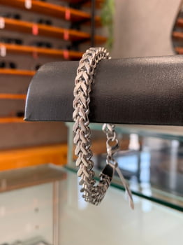Pulseira Masculina Aço 316L Prateada Groumet Quadrado 6mm 21cm 2757521