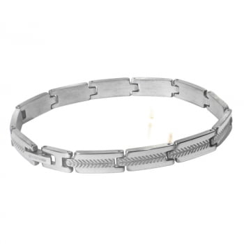 Pulseira Masculina de Aço 316L Prateada Chapa Tribal 7mm 21cm 2700787