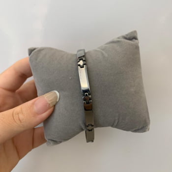 Pulseira Masculina em Aço 316L Prateada Wind com Cruz 7mm 21cm 2700878