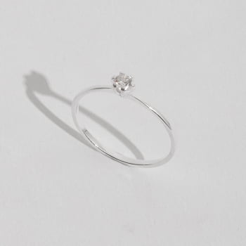 Anel Solitário Feminino com Zircônia 3mm em Prata 925 AN710
