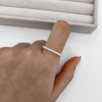 Anel Feminino Aliança toda Cravejada 2mm em Prata 925 AN1780