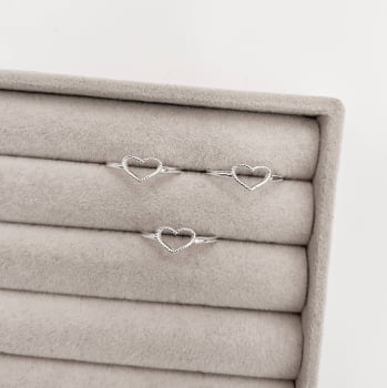 Anel Feminino Coração vazado com bolinhas em Prata 925 AN1801 