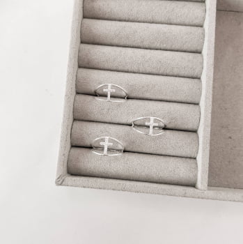 Anel Feminino Dois Fio com Cruz Cravejada em Prata 925 AN1610