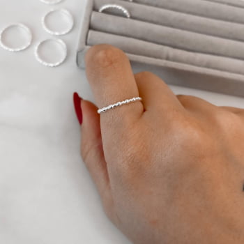 Anel Feminino Fino Bolinhas Prata 925 AN287