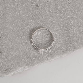 Anel Feminino Fio Duplo meia Aliança Zircônias navete Solitário 3mm em Prata 925 AN1882