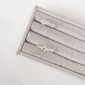 Anel Feminino Medalha Coração Vazado e Mini Zircônia Regulável em Prata 925 AN1191 