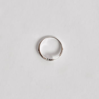 Anel Feminino Ondulado Navete Vazado com Cravejado em Prata 925 AN1959