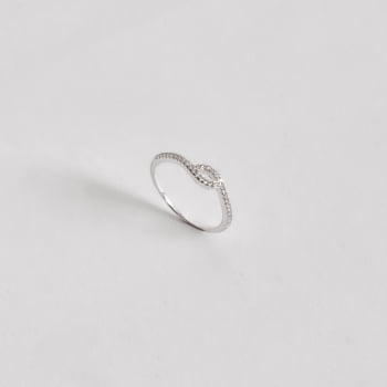 Anel Feminino Ondulado Navete Vazado com Cravejado em Prata 925 AN1959