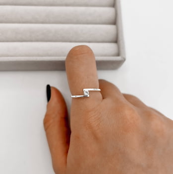 Anel Feminino Solitário 2.5mm Dois fios em Prata 925 AN1796