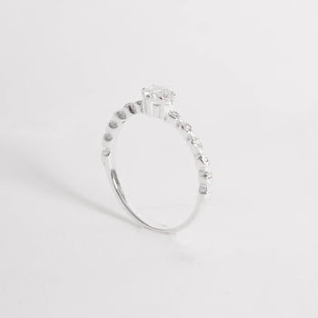 Anel Feminino Solitário Detalhe Cravejado Prata 925 AN1012