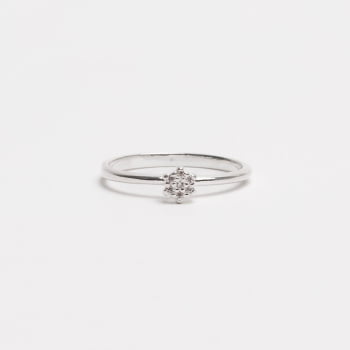 Anel Feminino Solitário Mini Zircônias Prata 925 AN32